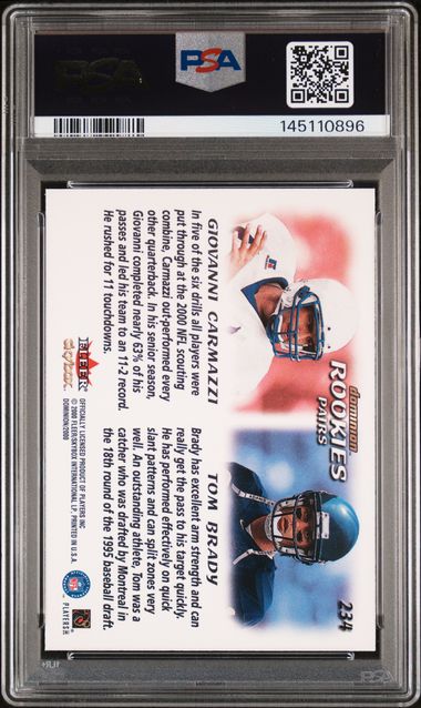 2000 Skybox Dominion G.Carmazzi/T.Brady Rookies Pairs back